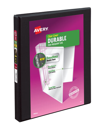 Avery Durable View 3 Ring Binder, 1/2 Inch Slant Rings, 1 Black Binder (17001) 0.5